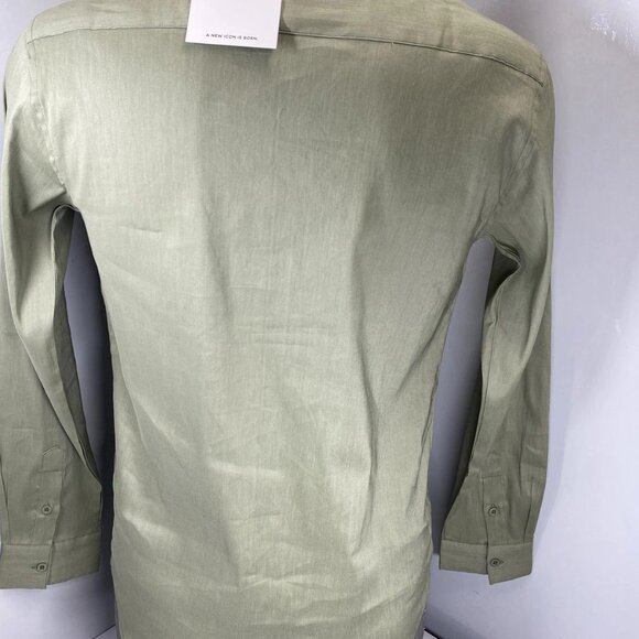 NEW ICON Amsterdam Men’s Linen Long-Sleeve Button-Up Shirt – Olive – Size M - Picture 6 of 8